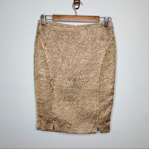 The Limited Gold Paisley Jacquard Pencil Skirt - Picture 1 of 7